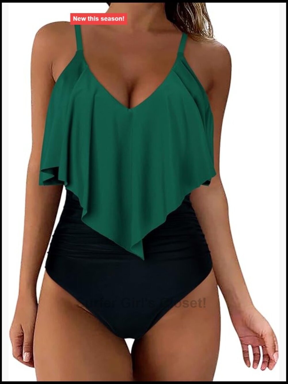 Ruffle Tummy Control One Piece Swimsuit Monokini Ruched High Leg